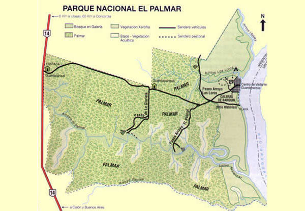 Mapa de Parque Nacional El Palmar en Coln, Entre Ros